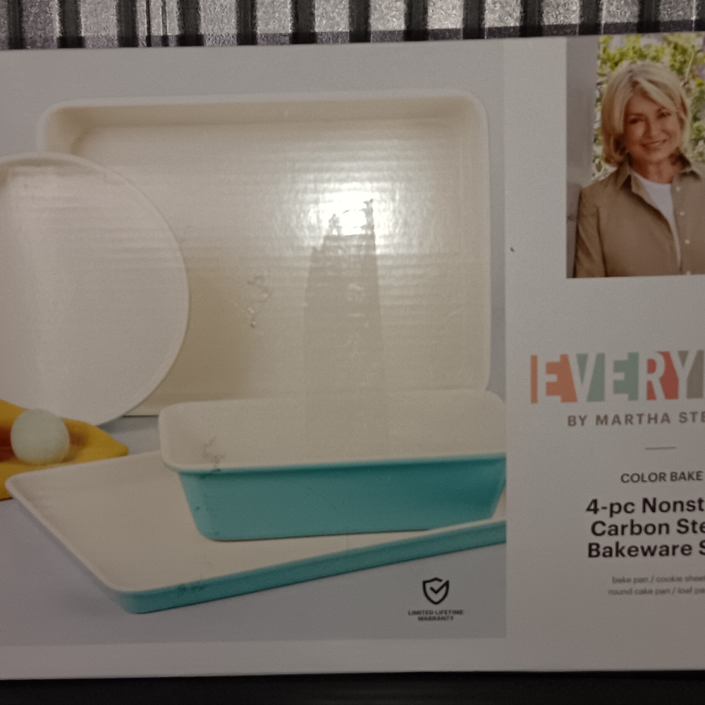 Martha Stewart 4pc Nonstick  Teal and White Baking Essentials Set